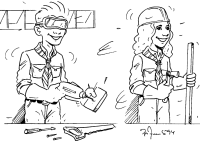 A coloring page of games and activities